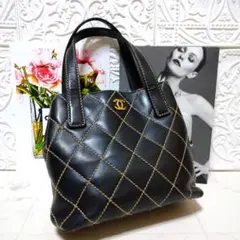 CHANEL シャネル ワイルドステッチ トートバッグ マトラッセ 黒 ブラック