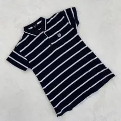 COMME CA ISM ポロシャツ ボーダー ネイビー 半袖 綿 100cm