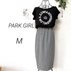 9092-2 PARK GIRL 半袖ドッキングワンピース スリット M