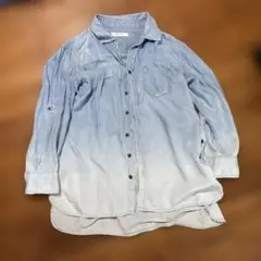 グラデーションデニムシャツ L 水色　薄手　Lサイズ