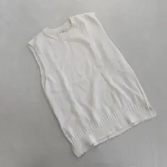 NEI ニットベスト ノースリーブ クルーネック ホワイト