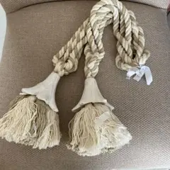 新品未使用バリで購入♡クリーム色タッセル付きロープ 約90cm