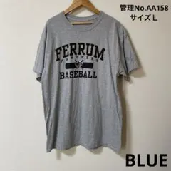 メンズ　USA古着　片面プリント Tシャツ グレー　BLUE ブルー　サイズＬ