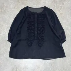 ピクシーハート シアーブラウス M ブラック フリル 透け感