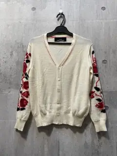 トリココムデギャルソン 花柄カーディガン生成り