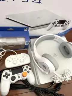 【4点セット売り】 White系 ps4 本体 コントローラー ヘッドセット