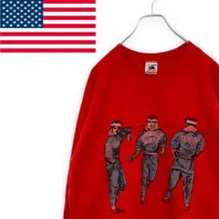 フルーツオブザルームアメリカ古着USA製プリントスウェットトレーナーレッドメンズ