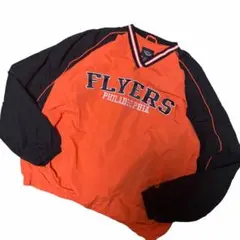 90s FLYERS NHL フライヤーズ 刺繍ナイロンプルオーバー 裏地付き