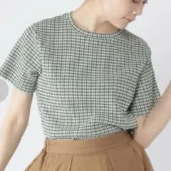 スタジオクリップ　ギンガムチェック　Tシャツ　グリーン　Mサイズ