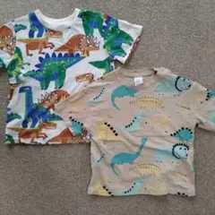 ♦【90】H&M 恐竜プリント Tシャツ 2枚セット