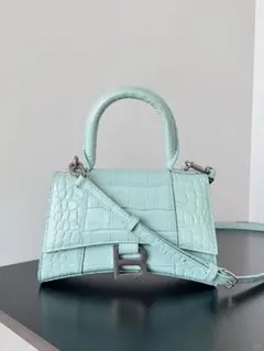 ミントグリーン クロコダイル風ハンドバッグ