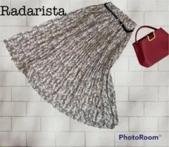 radarista ミモレ丈 スカート 小花柄 ベルト付き プリーツ 裏地付き