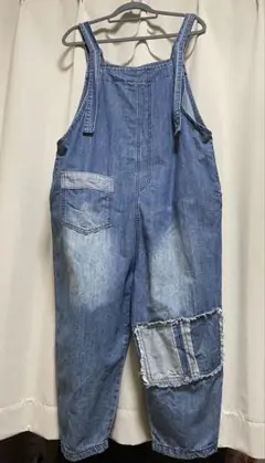 デニムサロペット パッチワークデザイン