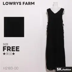 ★美品★LOWRYS FARM ワンピース ミディ丈 リボン 裏地付き Vネック