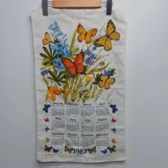 VINTAGE 1983 カレンダー タペストリー 布 ファブリック