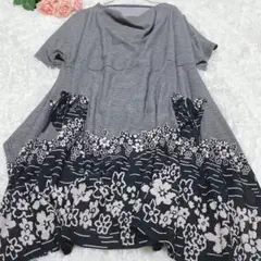 【フリー】美品　TOMA TOMA チュニック グレー/黒 大きめ　ゆったり