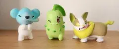 クマシュン　チコリータ　ワンパチ 3体セット　ポケモンフィギュア　風にも負けず。