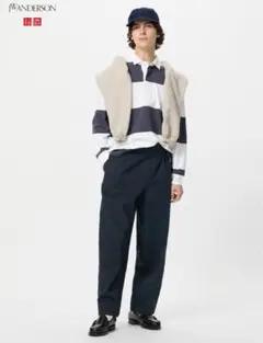 UNIQLO JW ANDERSON タックワイドチノ ネイビー サイズ85