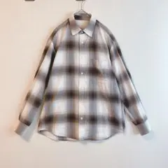 【GU】（S）オンブレシャドーチェック シャツ ブラウン系 ネルシャツ 長袖