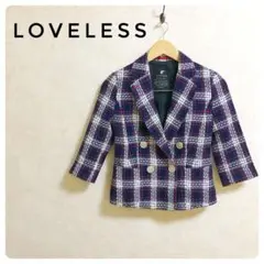 激カワ♡LOVELESS ラブレス チェック ツイードジャケット ダブル 34