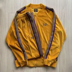 Needles セットアップ イエロー ベロア トラックパンツ