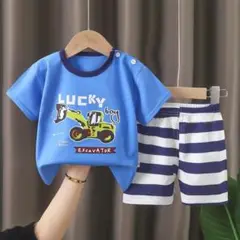 ベビー　キッズ　パジャマ　部屋着　ルームウェア　セット　青　夏　80　男の子