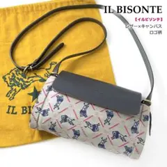 ★希少・美品★イルビゾンテ ショルダーバッグ ロゴ柄 総柄 キャンバス レザー