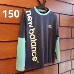 New Balance 長袖カットソー ネイビー/水色　150　綿100%