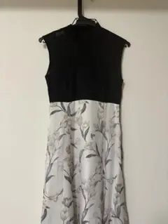 MERCURYDUO　シアーノースリニット花柄ドッキングワンピース　S ブラック