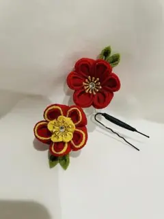 ハンドメイド　つまみ細工の髪飾り、七五三、成人式、卒業式
