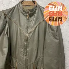 レア US古着◆レザージャケット ブルゾン グリーン レディースL