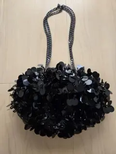 INDIVI スパンコール 黒 パーティーバッグ