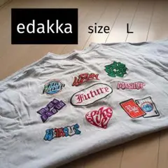 刺繍ロゴ　半袖 Tシャツ　 薄グレー　Ｌサイズ　半袖ワッペンＴシャツ