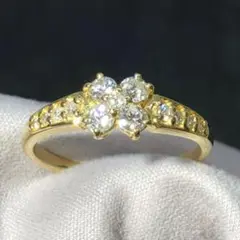 キラキラ フラワー ダイヤモンドk18リング