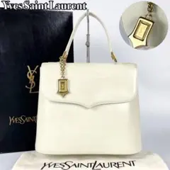 【美品】イヴサンローラン ハンドバッグ YSL チャーム ゴールド金具 レザー