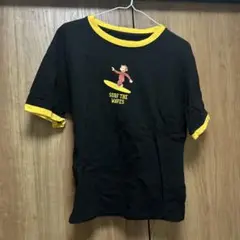 サーフィンキャラクター 半袖Tシャツ 黒/黄色