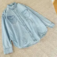 美品♣︎アメリカンホリック♣︎長袖デニムシャツ【M】コットン100 変形　サックス