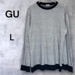 【GU】コットンニットセーター　シンプル　カジュアルネイビー L