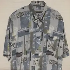 総柄半袖シャツ / ポリシャツ 日本製 デザインシャツ Lサイズ