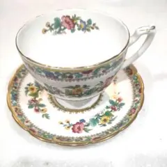 Coalport Ming Blue 花柄カップ・ソーサー