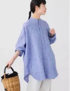かぐれ【美品】リネン　男女兼用　ビッグシルエットシャツ