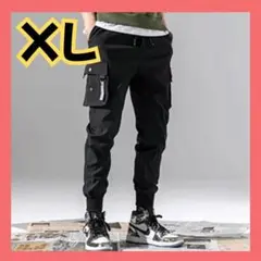 ジョガーパンツ カーゴパンツ ジャージ スェット チノパン ブラック XL