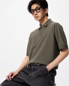 ユニクロ　ウォッシャブルニットポロセーター　S OLIVE