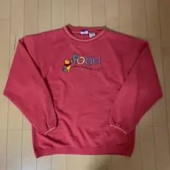 プーさん 刺繍 赤 トレーナー　L