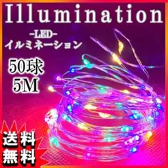 イルミネーションライト LEDライト 電池式 虹色 クリスマス 5m 装飾 F