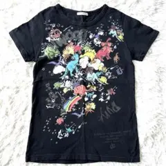 ジュラシックパーク ３　恐竜プリント　半袖Tシャツ　黒　ラメプリント