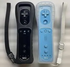 Wiiリモコンプラス青黒　ストラップ・リモコンカバー付き　2本セット