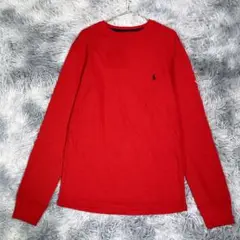 POLO【S】長袖Tシャツ　トップス　レッド　メンズ　小さいサイズ