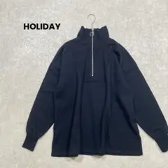 a591＊HOLIDAY オーバーサイズスウェット　紺　カジュアル　ジップ付き
