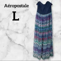 1点限定⭐️Aéropostale 【L】 マルチカラー マキシドレス　紺 夏